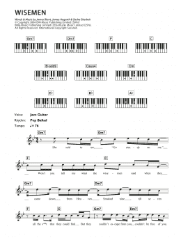 page one of Wisemen (Piano Chords/Lyrics)