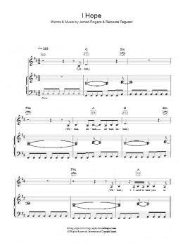 page one of I Hope (Piano, Vocal & Guitar Chords)