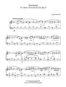 page one of Nocturne (No.1 from 7 Morceaux de salon, Op.10) (Easy Piano)