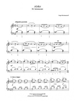 page one of Aleko - No.11 Intermezzo (Easy Piano)