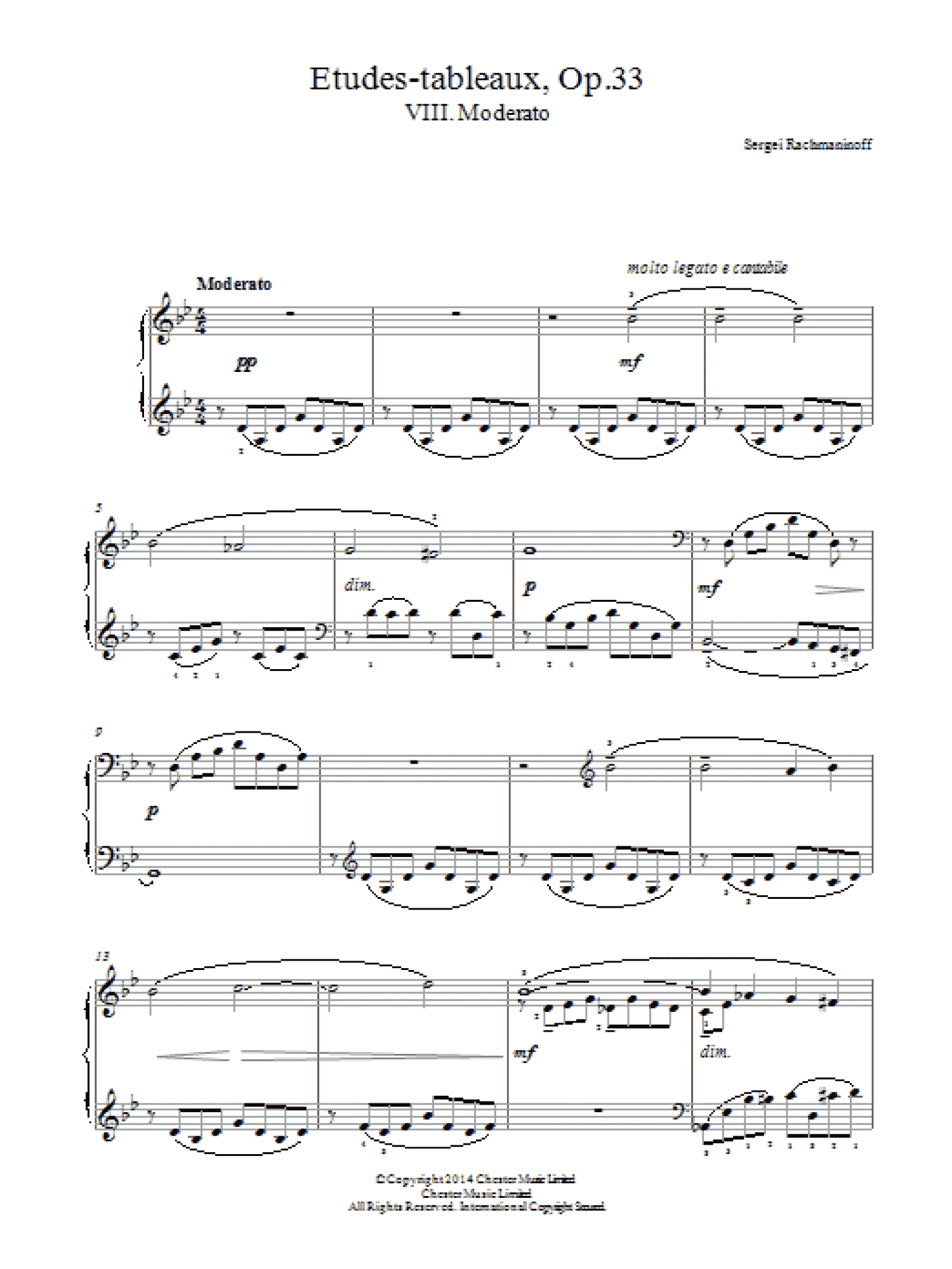 Etudes-tableaux Op.33, No.8 Moderato (Easy Piano)