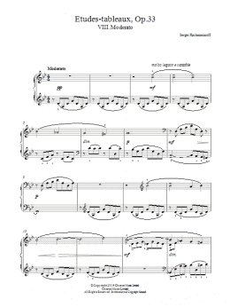 page one of Etudes-tableaux Op.33, No.8 Moderato (Easy Piano)