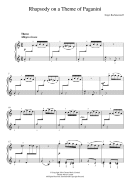 page one of Rhapsody on a Theme of Paganini (Easy Piano)