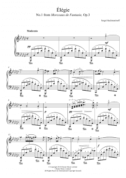 page one of Elegie (No.1 from Morceaux de Fantasie, Op.3) (Piano Solo)