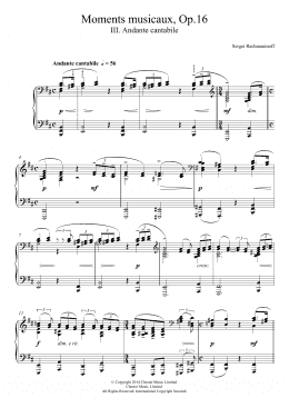 page one of Moments musicaux Op.16, No.3 Andante cantabile (Piano Solo)