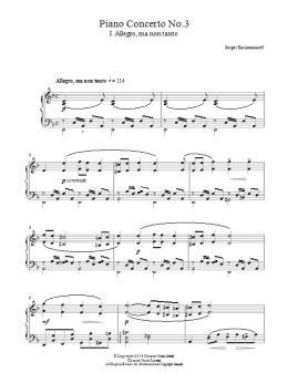 page one of Piano Concerto No.3 - 1st Movement (Piano Solo)