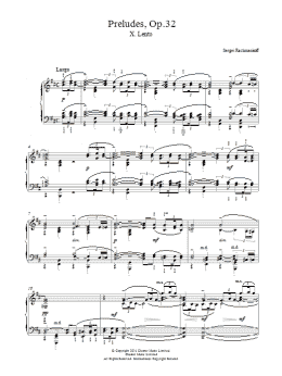 page one of Preludes Op.32, No.10 Lento (Piano Solo)