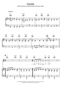 page one of Cecilia (Piano, Vocal & Guitar Chords)