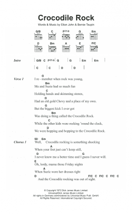 page one of Crocodile Rock (Guitar Chords/Lyrics)