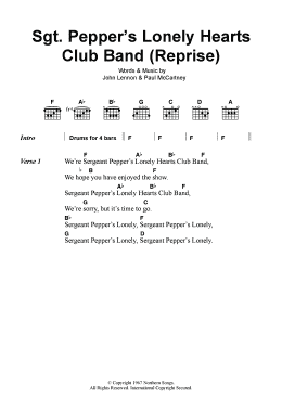 page one of Sgt. Pepper's Lonely Hearts Club Band (Reprise) (Guitar Chords/Lyrics)