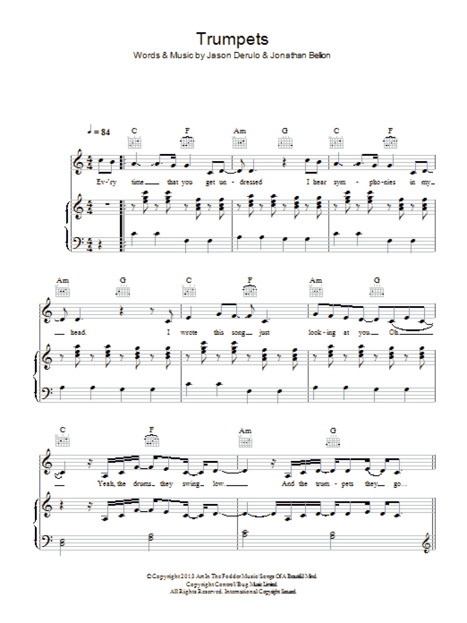 Trumpets (Piano, Vocal & Guitar Chords)