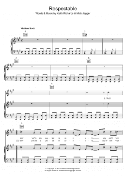 page one of Respectable (Piano, Vocal & Guitar Chords)