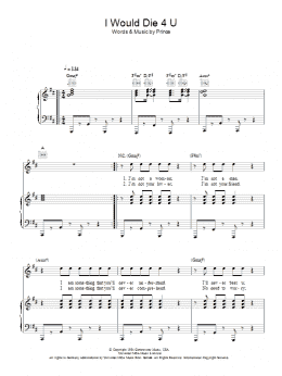 page one of I Would Die 4 U (Piano, Vocal & Guitar Chords)