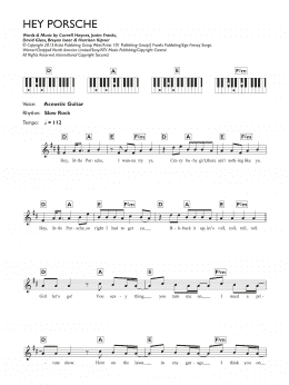 page one of Hey Porsche (Piano Chords/Lyrics)