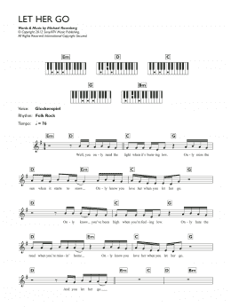 page one of Let Her Go (Piano Chords/Lyrics)