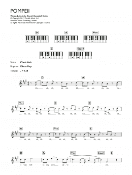 page one of Pompeii (Piano Chords/Lyrics)