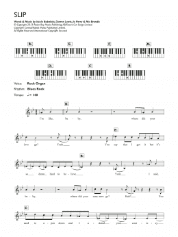 page one of Slip (Piano Chords/Lyrics)