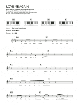 page one of Love Me Again (Piano Chords/Lyrics)
