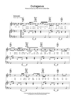 page one of Outrageous (Piano, Vocal & Guitar Chords)
