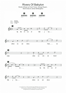 page one of Rivers Of Babylon (Piano Chords/Lyrics)