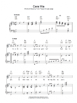 page one of Cara Mia (Piano, Vocal & Guitar Chords)