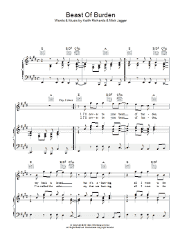 page one of Beast Of Burden (Piano, Vocal & Guitar Chords (Right-Hand Melody))