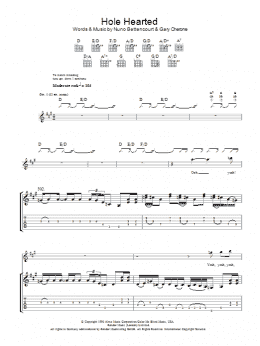 page one of Hole Hearted (Guitar Tab)