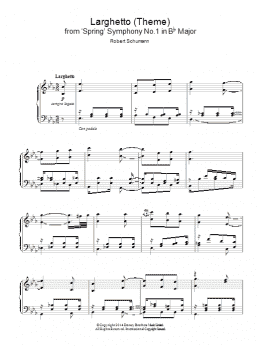page one of Larghetto (Theme) from 'Spring' Symphony No.1 in Bb Major (Piano Solo)