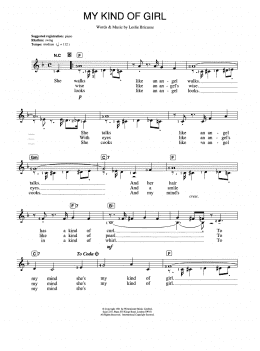 page one of My Kind Of Girl (Piano Chords/Lyrics)