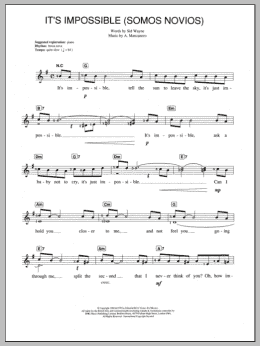 page one of It's Impossible (Somos Novios) (Piano Chords/Lyrics)