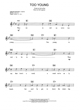 page one of Too Young (Piano Chords/Lyrics)