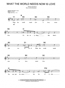 page one of What The World Needs Now Is Love (Piano Chords/Lyrics)