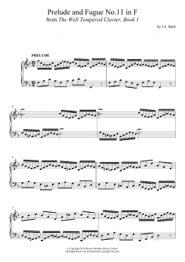 page one of Prelude and Fugue No. 11 In F Major (BWV 856 From 'The Well-Tempered Clavier, Book 1') (Piano Solo)