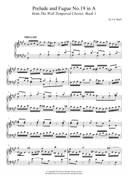 page one of Prelude and Fugue No. 19 In A Major (BWV 864 From 'The Well-Tempered Clavier, Book 1') (Piano Solo)