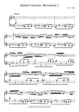 page one of Italian Concerto (2nd Movement: Andante) (Piano Solo)