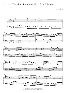 page one of Two-Part Invention No. 12 in A Major (Piano Solo)
