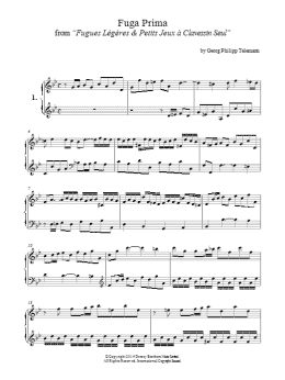 page one of Fuga Prima From "Fugues Légères & Petits Jeux à Clavessin Seul" (Piano Solo)