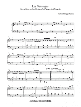 page one of Les Sauvages From Nouvelles Suites De Pieces De Clavecin (Piano Solo)