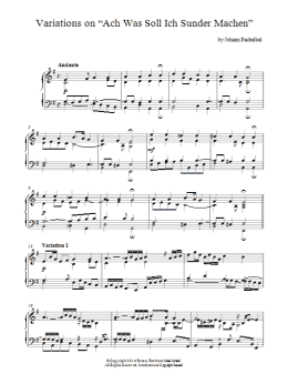 page one of Variations On 'Ach, Was Soll Ich Sunder Machen' (Piano Solo)