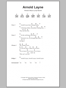 page one of Arnold Layne (Guitar Chords/Lyrics)