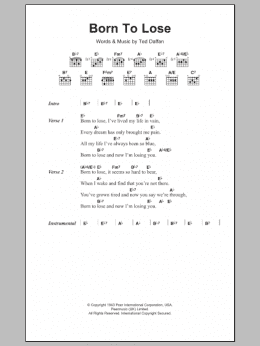 page one of Born To Lose (Guitar Chords/Lyrics)