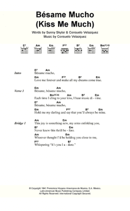 page one of Besame Mucho (Kiss Me Much) (Guitar Chords/Lyrics)