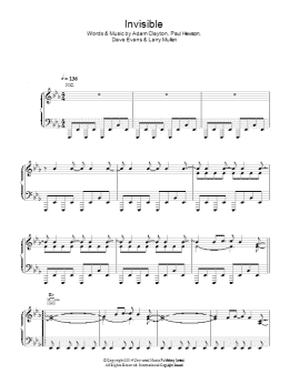 page one of Invisible (Piano, Vocal & Guitar Chords)