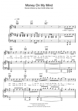 page one of Money On My Mind (Piano, Vocal & Guitar Chords)