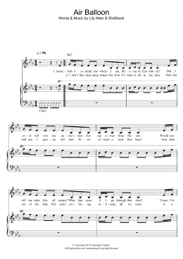page one of Air Balloon (Piano, Vocal & Guitar Chords)