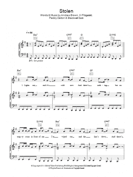 page one of Stolen (Piano, Vocal & Guitar Chords)