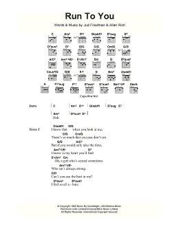 page one of Run To You (Guitar Chords/Lyrics)