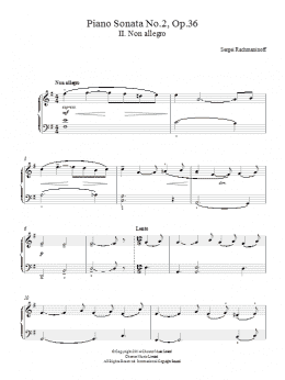 page one of Piano Sonata No. 2, Op. 36 - 2nd Movement (Easy Piano)