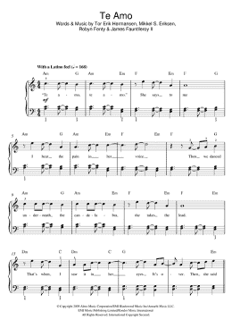 page one of Te Amo (Beginner Piano (Abridged))