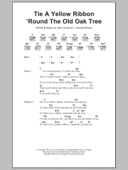 page one of Tie A Yellow Ribbon 'Round The Old Oak Tree (Guitar Chords/Lyrics)